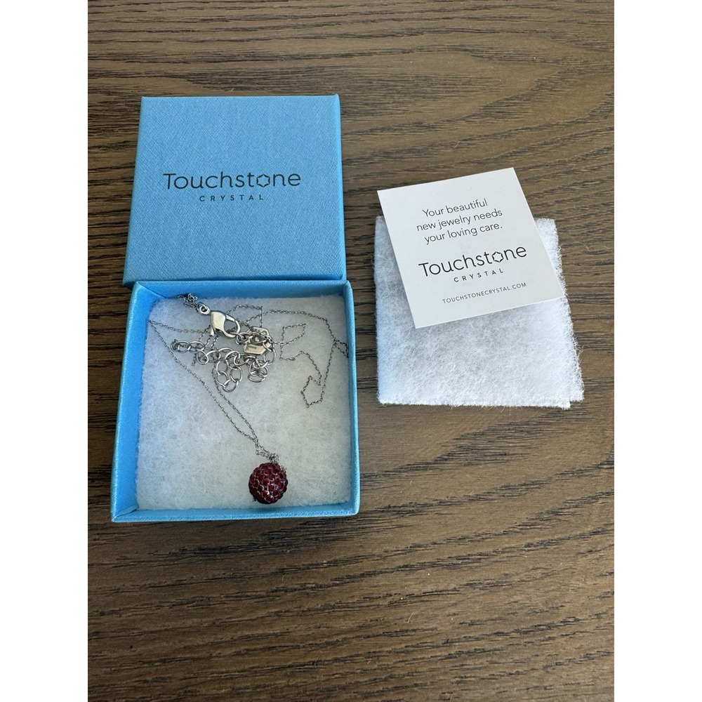 Touchstone Crystal January Birthstone Necklace NEW Siam 18" Rhodium Plated